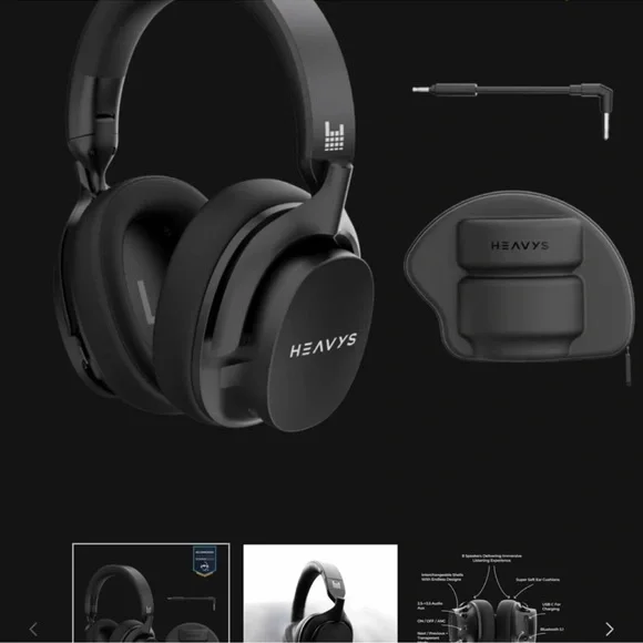 Heavys Black Over-Ear Headphones - Picture 5 of 9